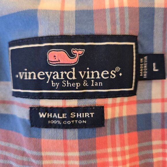 Vineyard Vines Mens Plaid Cotton Button Down Whale Shirt Multicolor Large - Picture 2 of 7